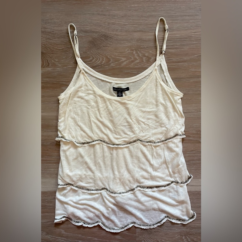 NWT American Eagle Outfitters Ruffle Beaded Tank Top